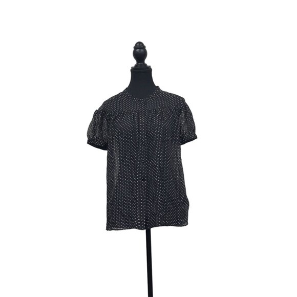 Club Monaco Polka Dot Silk Blouse – Timeless 90s Elegance - Picture 2 of 7